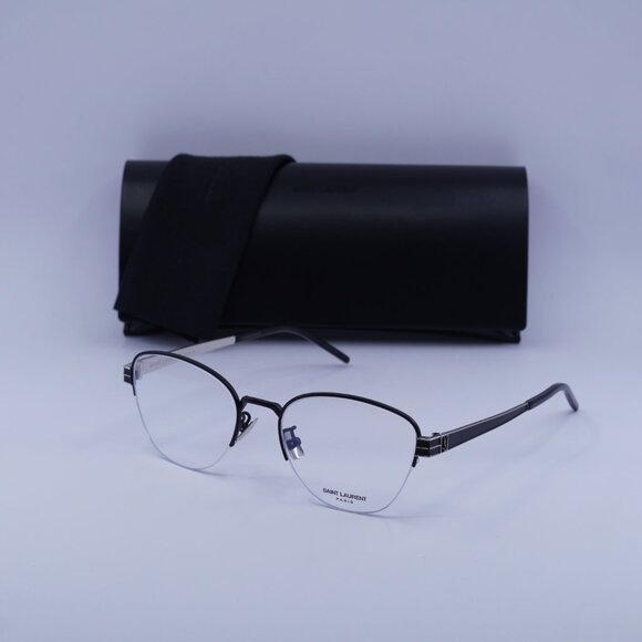Saint Laurent SL M64 002 Cat Eye Eyeglasses 52mm – Black/Silver - Picture 4 of 11